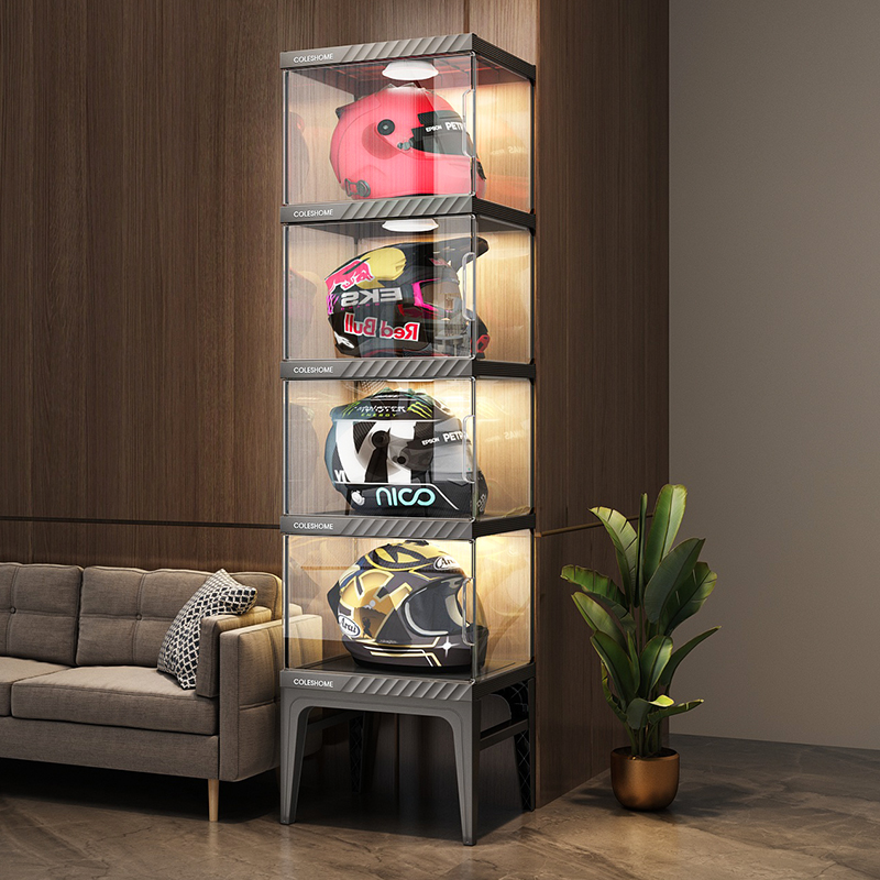 Motorcycle Gear Display Rack - خزانة تخزين خوذة الدراجة النارية، حافظة