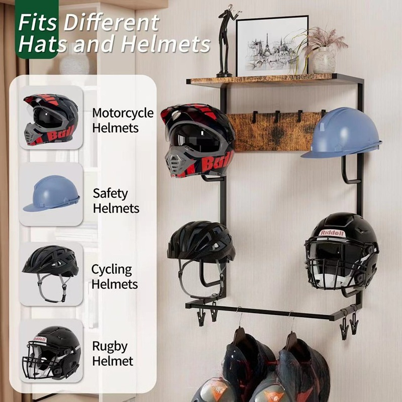 حامل خشبي للخوذة يثبت على الحا - مراجعة Motorcycle Gear Display Rack وسعره