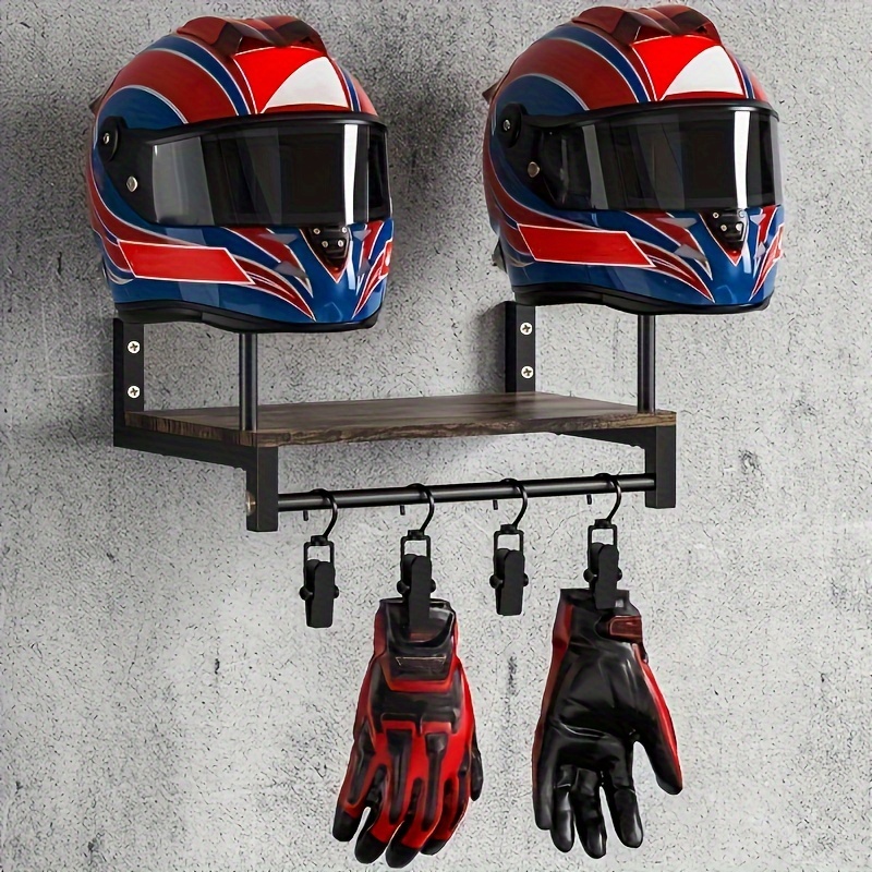 رف عرض خشبي متين مثبت على الحا - مراجعة Motorcycle Gear Display Rack وسعره