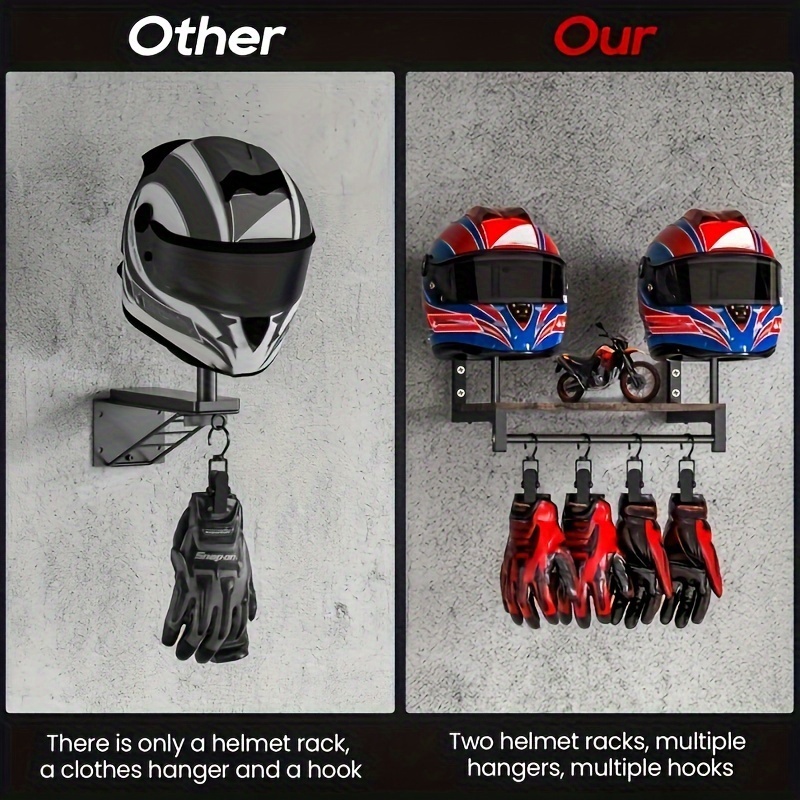 رف عرض خشبي متين مثبت على الحا - مراجعة Motorcycle Gear Display Rack وسعره