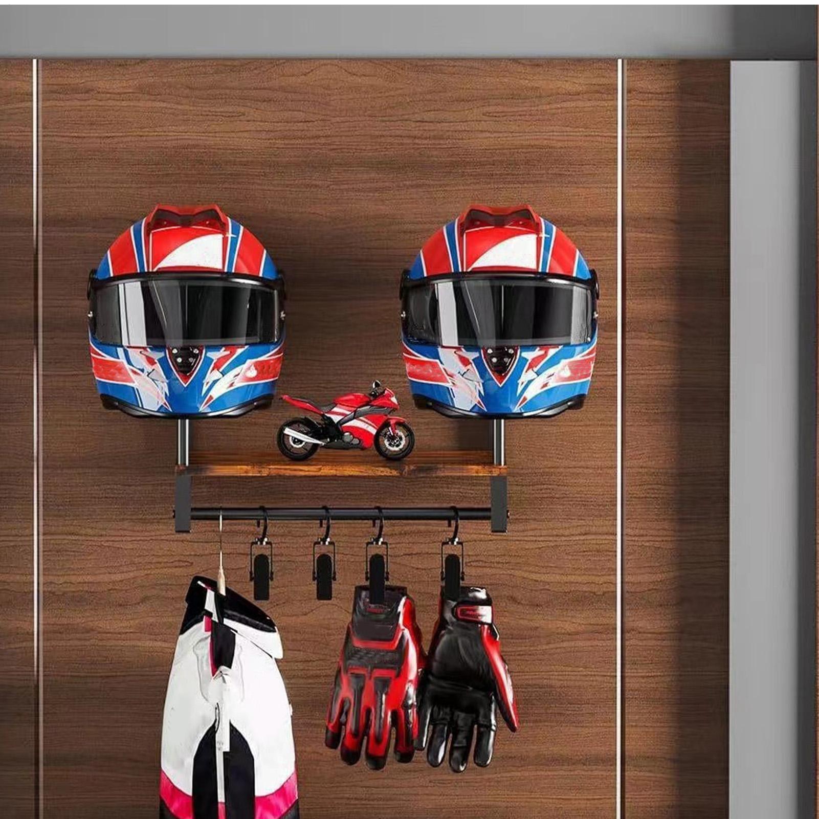 خشبية دراجة نارية خوذة رف شاشة - مراجعة Motorcycle Gear Display Rack وسعره