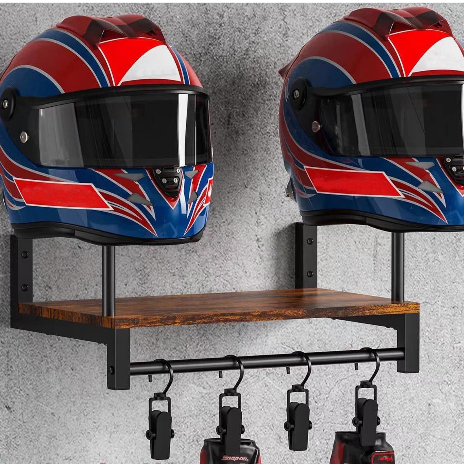 خشبية دراجة نارية خوذة رف شاشة - مراجعة Motorcycle Gear Display Rack وسعره