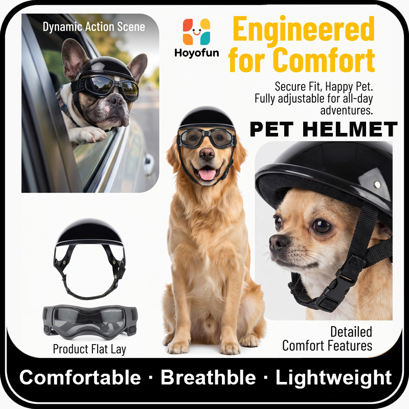 طقم خوذة ونظارات واقية للكلاب  - مراجعة Motorcycle Gear For Dogs وسعره