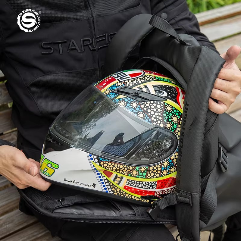 حقيبة ظهر لخوذة الدراجات النار - مراجعة Motorcycle Gear Logo وسعره