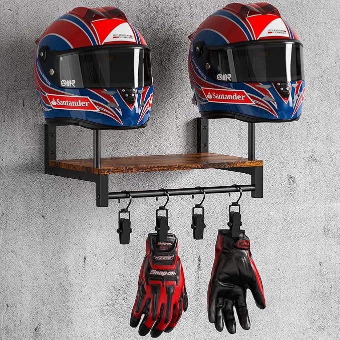 حامل خوذة للتثبيت على الحائط،  - مراجعة Motorcycle Gear Display Rack وسعره