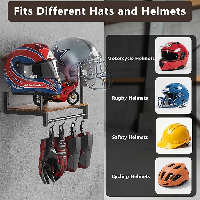 حامل خوذة للتثبيت على الحائط،  - مراجعة Motorcycle Gear Display Rack وسعره