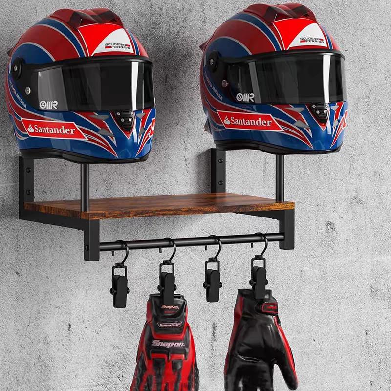 حامل خشبي للخوذة يثبت على الحا - مراجعة Motorcycle Gear Display Rack وسعره