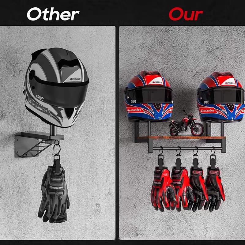 حامل خشبي للخوذة يثبت على الحا - مراجعة Motorcycle Gear Display Rack وسعره