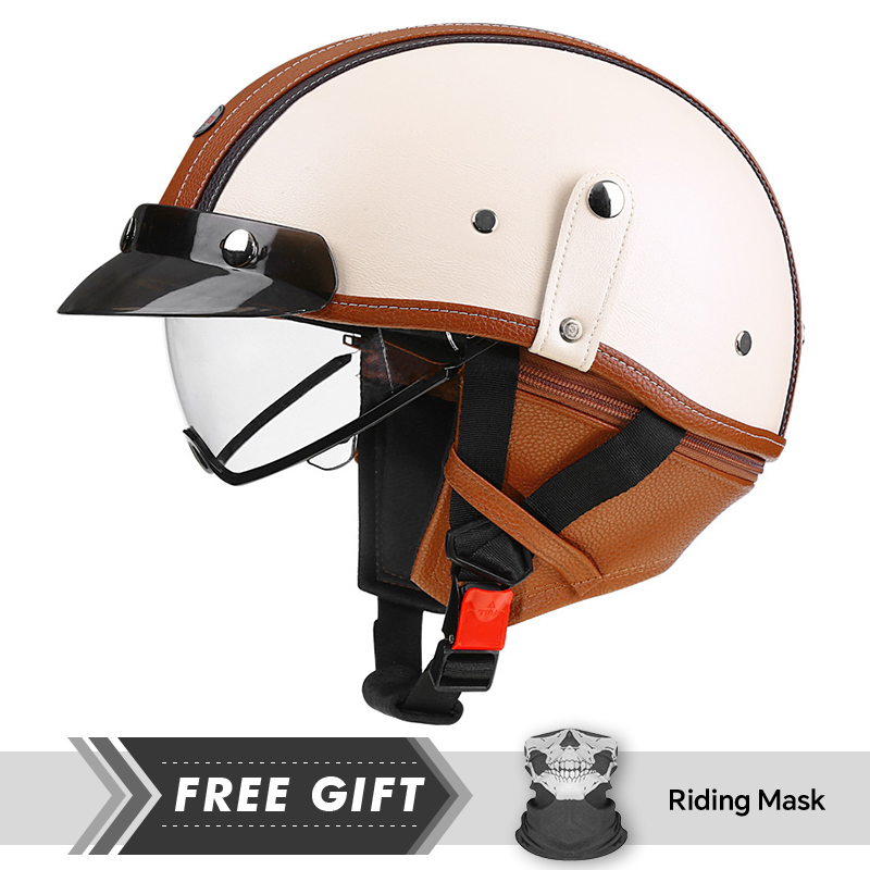 الكبار الرجعية نصف الوجه خوذة  - مراجعة Motorcycle Gear In Store وسعره